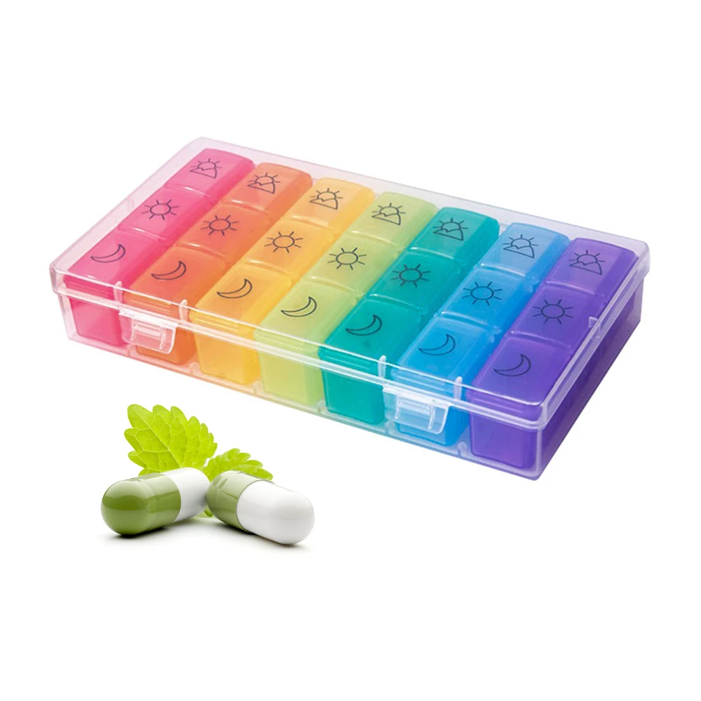 

21 Grid Kit Portable Weekly Pill Case Medicine Organizer Drug Tablet Dispenser Independent Lattice Storage Box Container