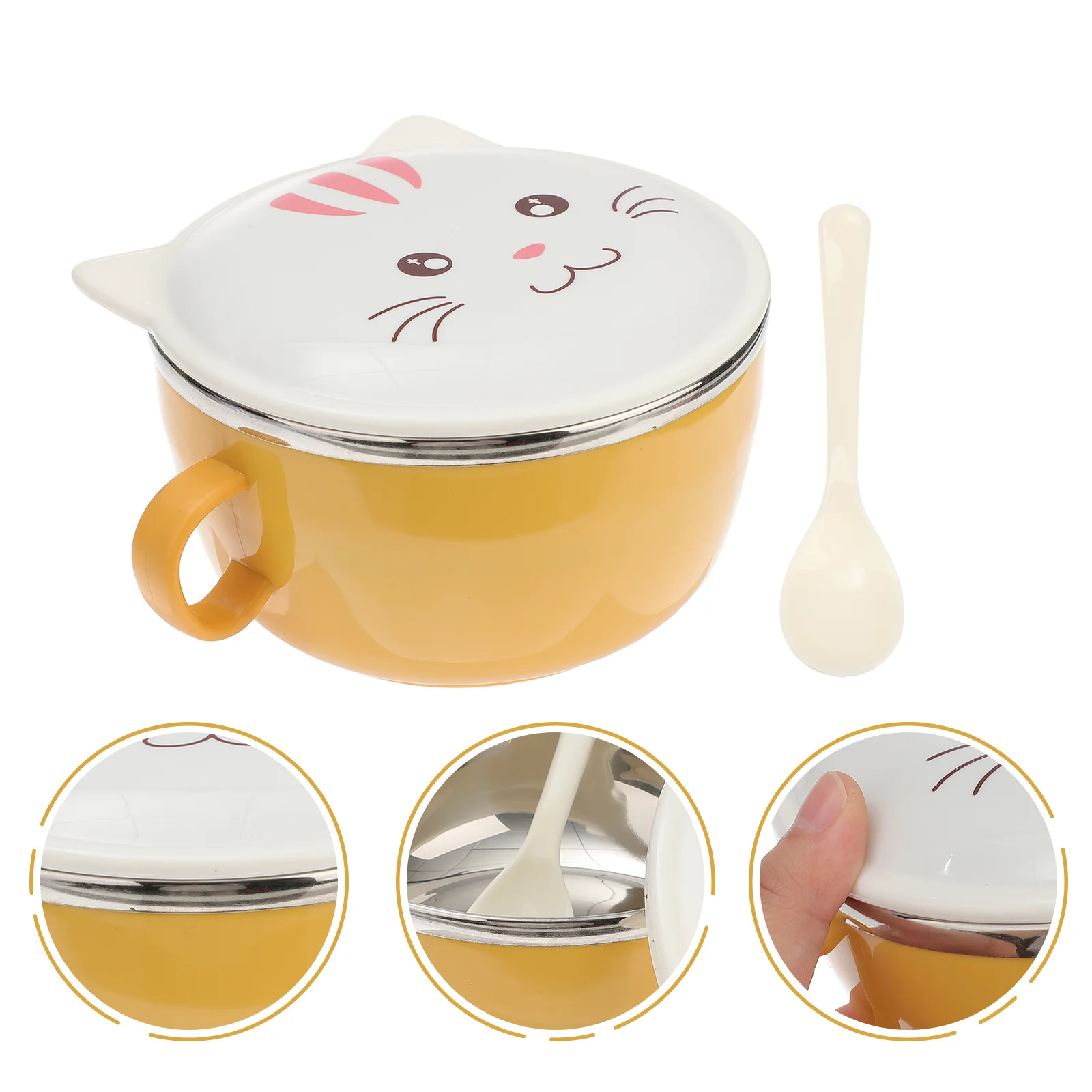 

Bowl Ramen Noodle Bowls Instant Cooker Mug Rice Stainless Steel Lid Soup Box Kitchen Serving Pho Fruitjapanese Cereal Salad