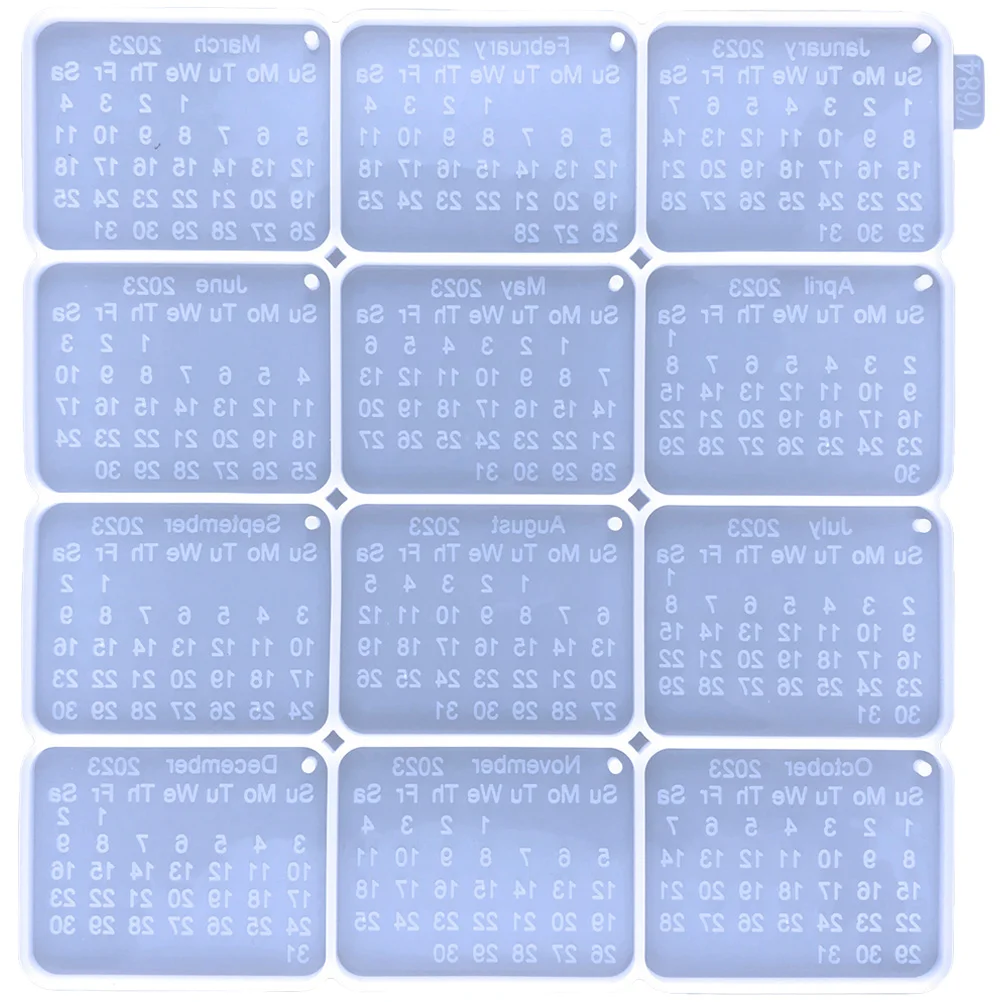 

Molds Calendar Key Chain Pendant Silicone Making Mold Diy Keychain Crafts Accessoriesring Resin Mini Epoxy Jewelry Charm