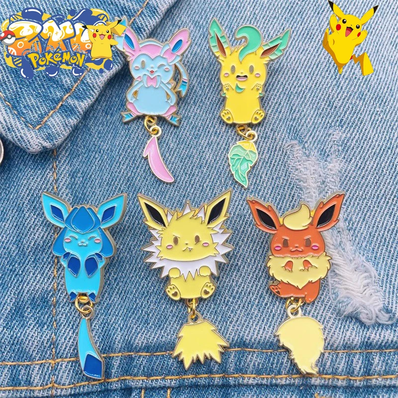 Новинка 2024 брошь Pokémoned Eevee булавка для рюкзака модные трендовые фигурки аниме