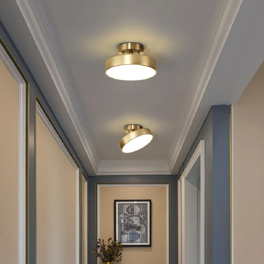 

Светодиодная потолочная лампа для коридора, современное освещение для гостиной, столовой, спальни, лестницы, домашний декор, медная люстра