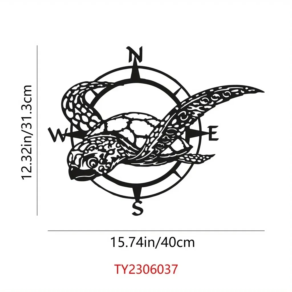 Черная Металлическая Морская Черепаха Компас Настенная Вывеска Пляжный Декор