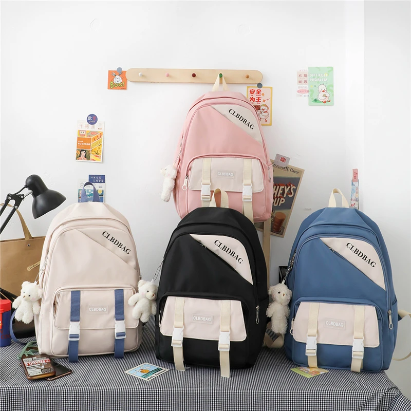 

3 Pcs Sets Canvas School Bags for Teenage Girls Female Children Shoulder Bags New Trend Female Backpack Fashion Women Backpack