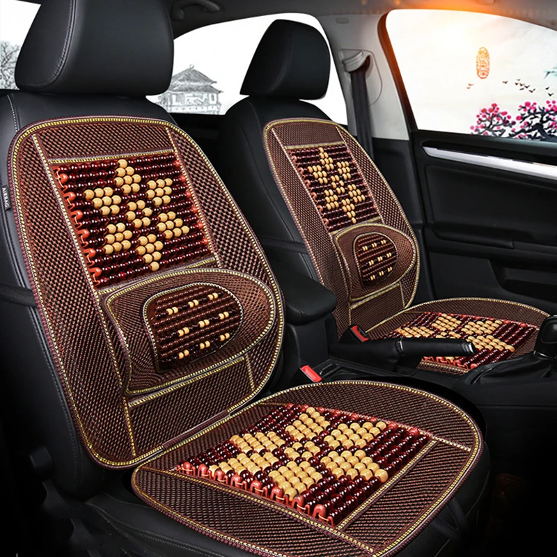 Летняя подушка для автомобильного сиденья дышащая с деревянными бусинами чехол