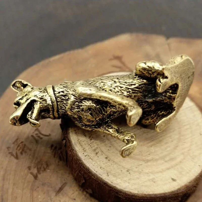 Антикварные медные фигурки собак миниатюрные настольные украшения зодиак