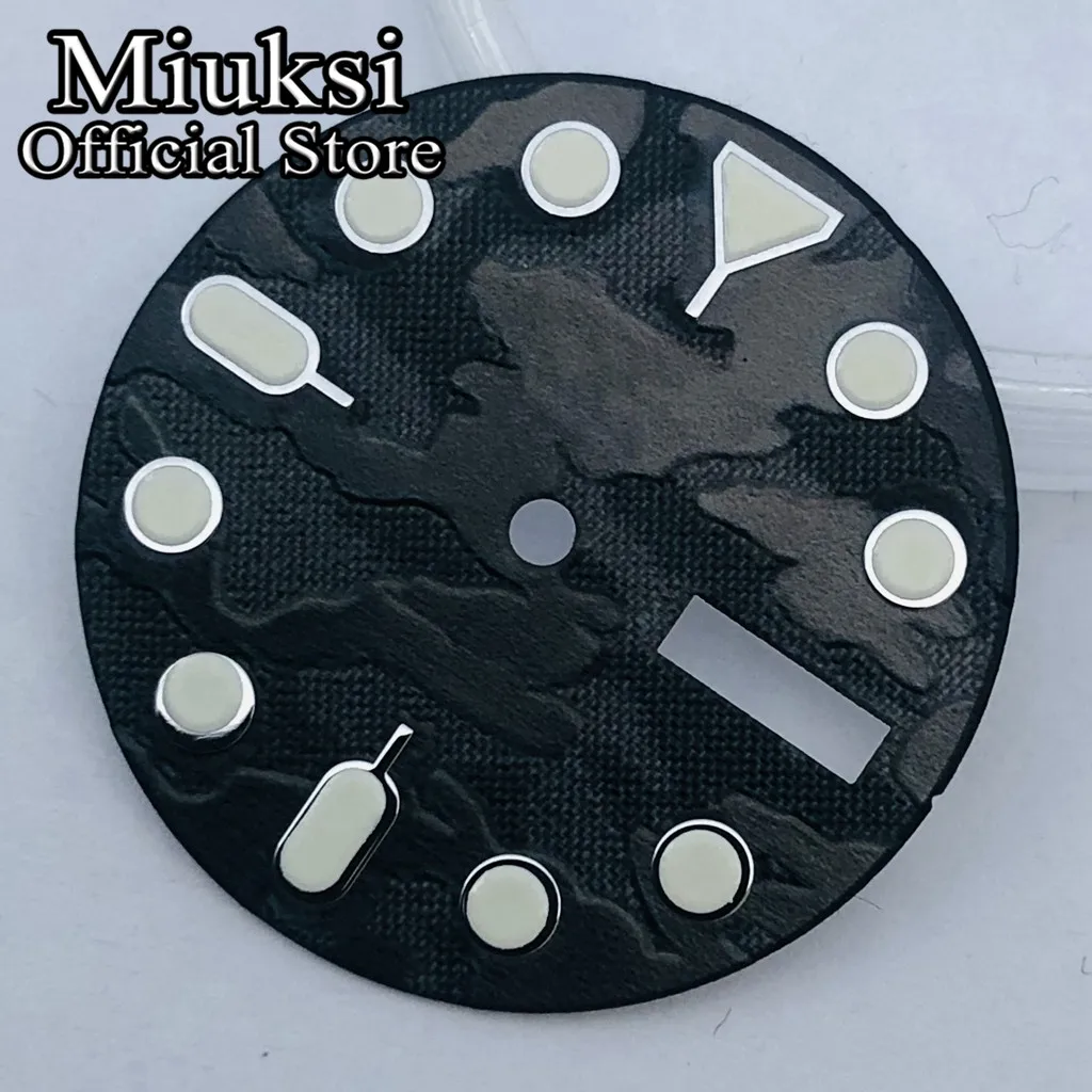 Черный циферблат часов Miuksi 28 5 мм зеленый светящийся подходит для механизма NH36