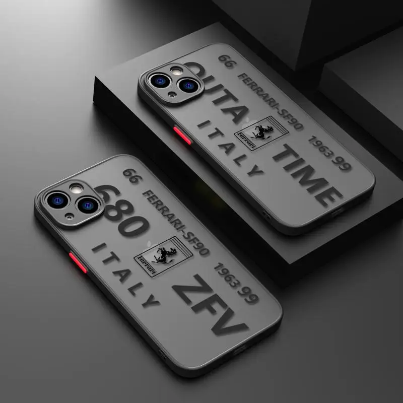 

Ferrari License Plate Armor Shockproof Matte Case For iphone 14 13 12 Mini 11 Pro XR X XS MAX ８７６6S Plus SE2020 SE2022 Cover