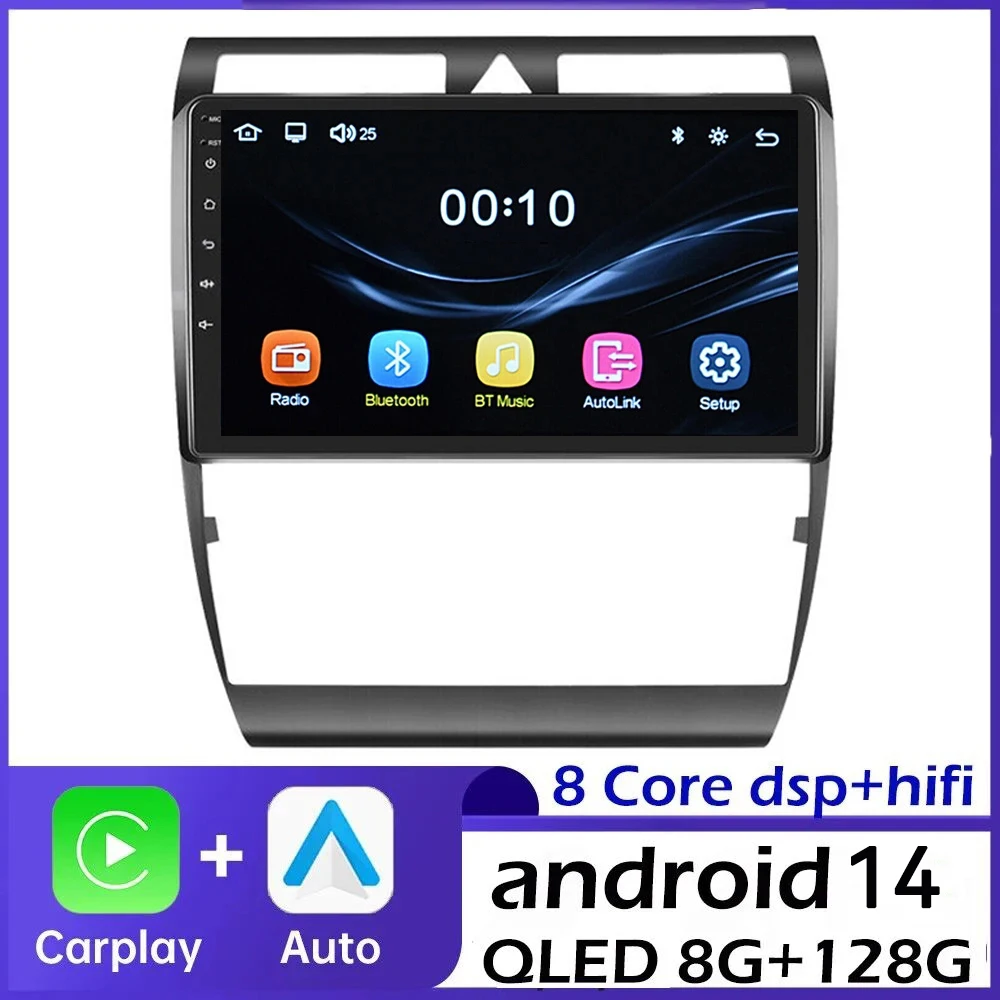 Радио Android 14 для Audi A6 C5 1997-2004 S6 RS6 беспроводной Carplay автомобильный мультимедийный