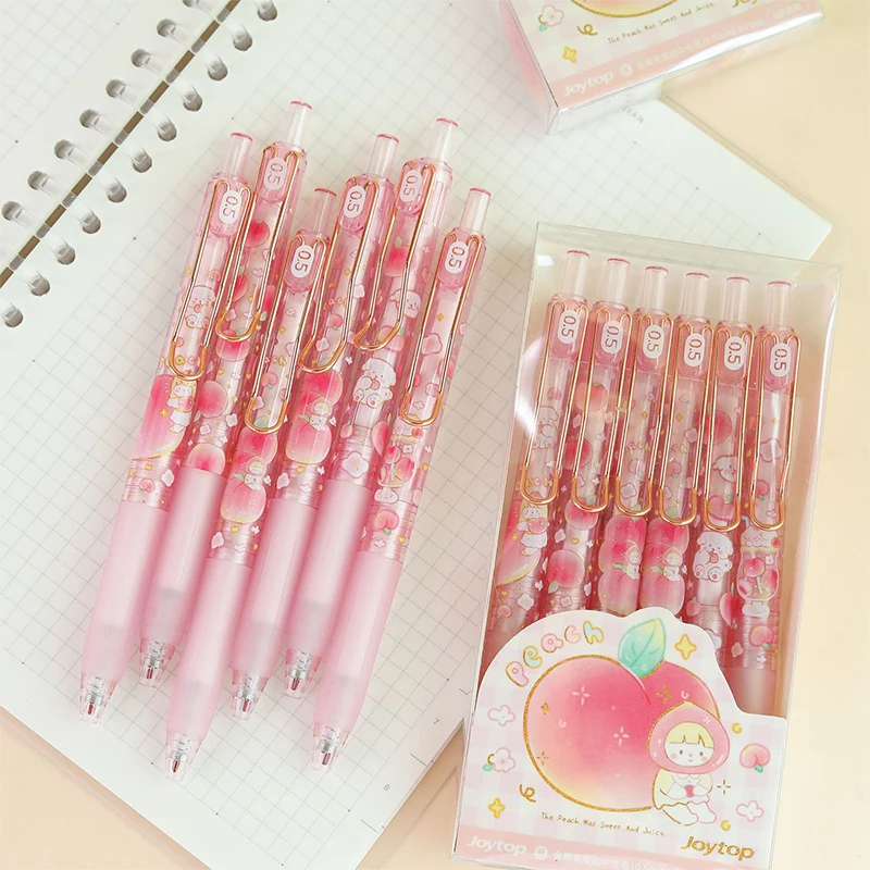 

1Pcs 0.5mm Fresh Pink Peach Gel Pen Kawaii Strawberry Fruit Press Pen Neutral Pen Cute School Writing Stationery Supplies Gift