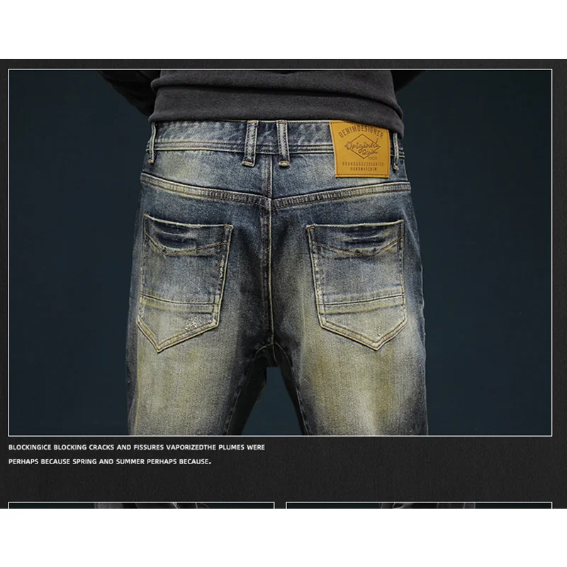 Streetwear Men 2022 New Pattern Vintage Recreational Blue Jeans Loose Large Broad Leg Straight Cylinder Trousers Autumn Female