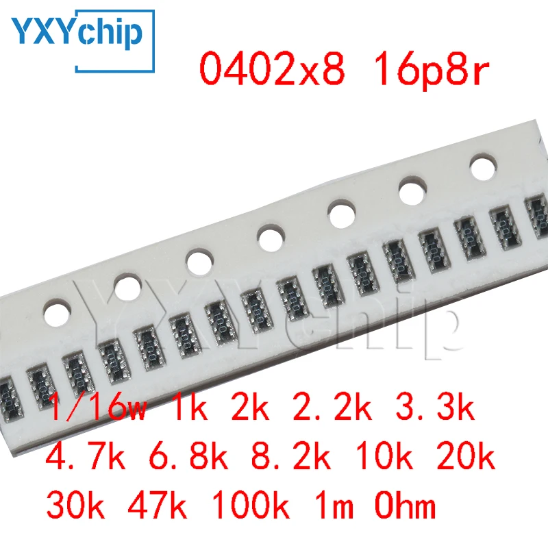 50 шт. 0402x8 16p8r 5% чип-резистор сетевые массивы 1/16w 1k 2k 2 3 3k 4 7k 6 8k 8 10k 20k 30k 47k 100k 1m Ом
