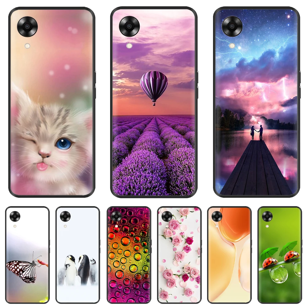 Мягкий Черный силиконовый чехол с рисунком для OPPO A17K чехлы Oppo A17 A 17 17K 4G CPH2471 CPH2477