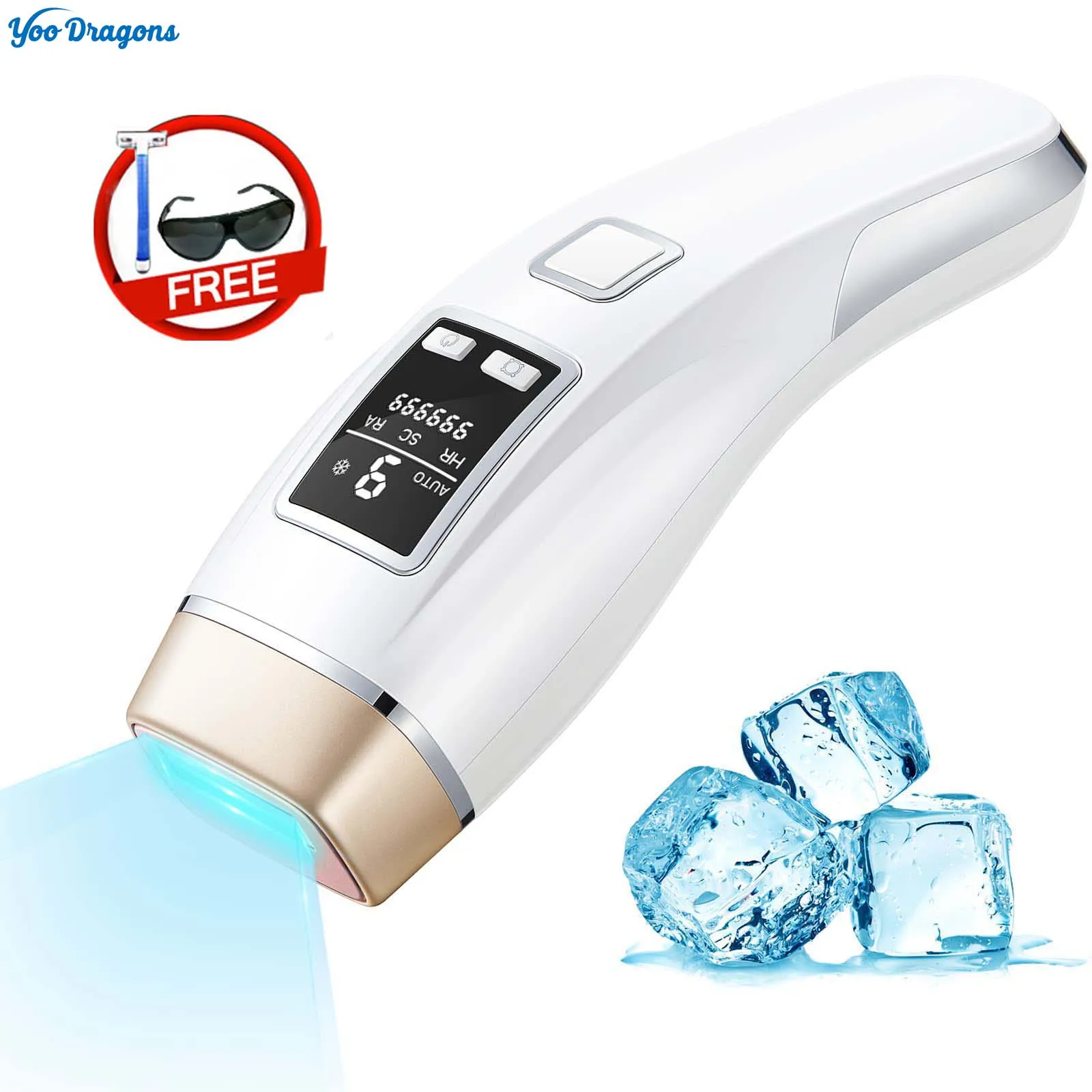 New 4in1 IPL Hair Removal Laser Epilator 999000 Flash Cooling LCD Acne Treatment Rejuvenation Device for Home Bikini Trimmer