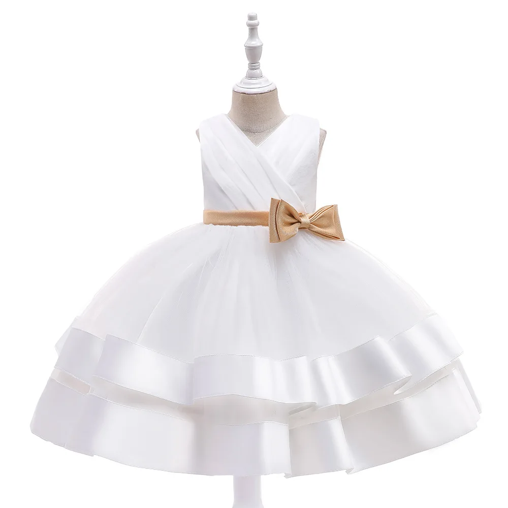 

2022 New Children's Dress Sleeveless Mesh Bow Tutu Skirt Girls Dress Princess Dress