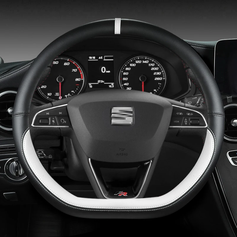 Кожа Чехол рулевого колеса автомобиля нескользящая 38 см для Seat Tarraco Arona Ateca Ibiza Toledo