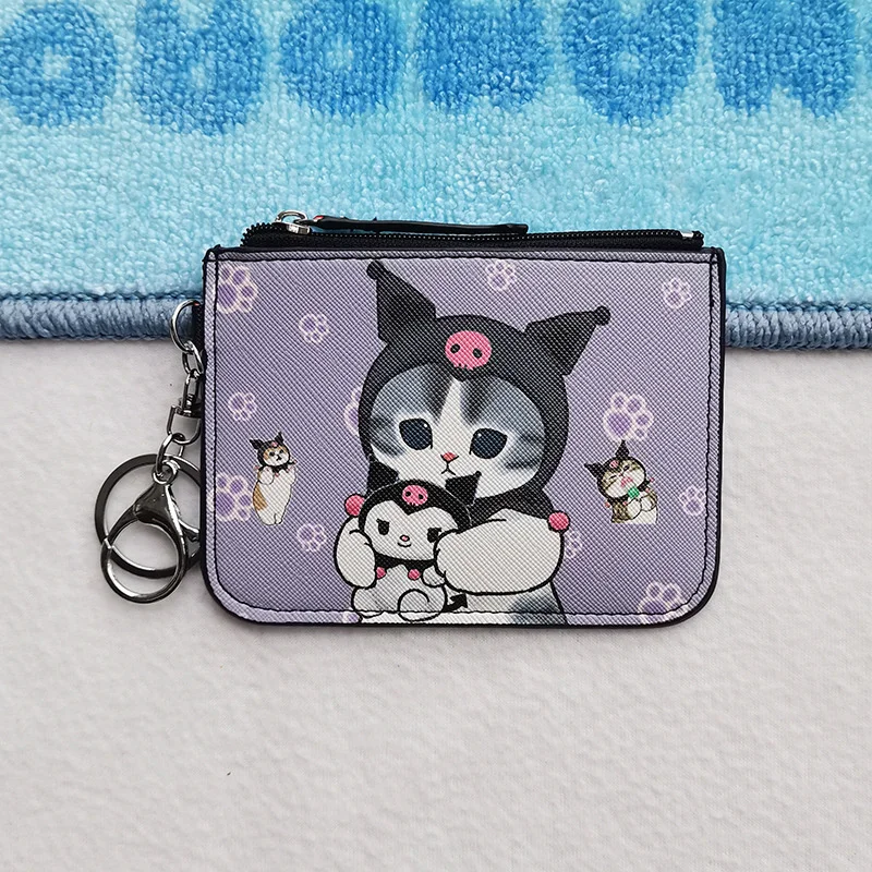 Sanrio кошка из ПУ кожи Милая Hello Kitty Kuromi аниме кошелек Kawaii Cinnamoroll помпон пурин