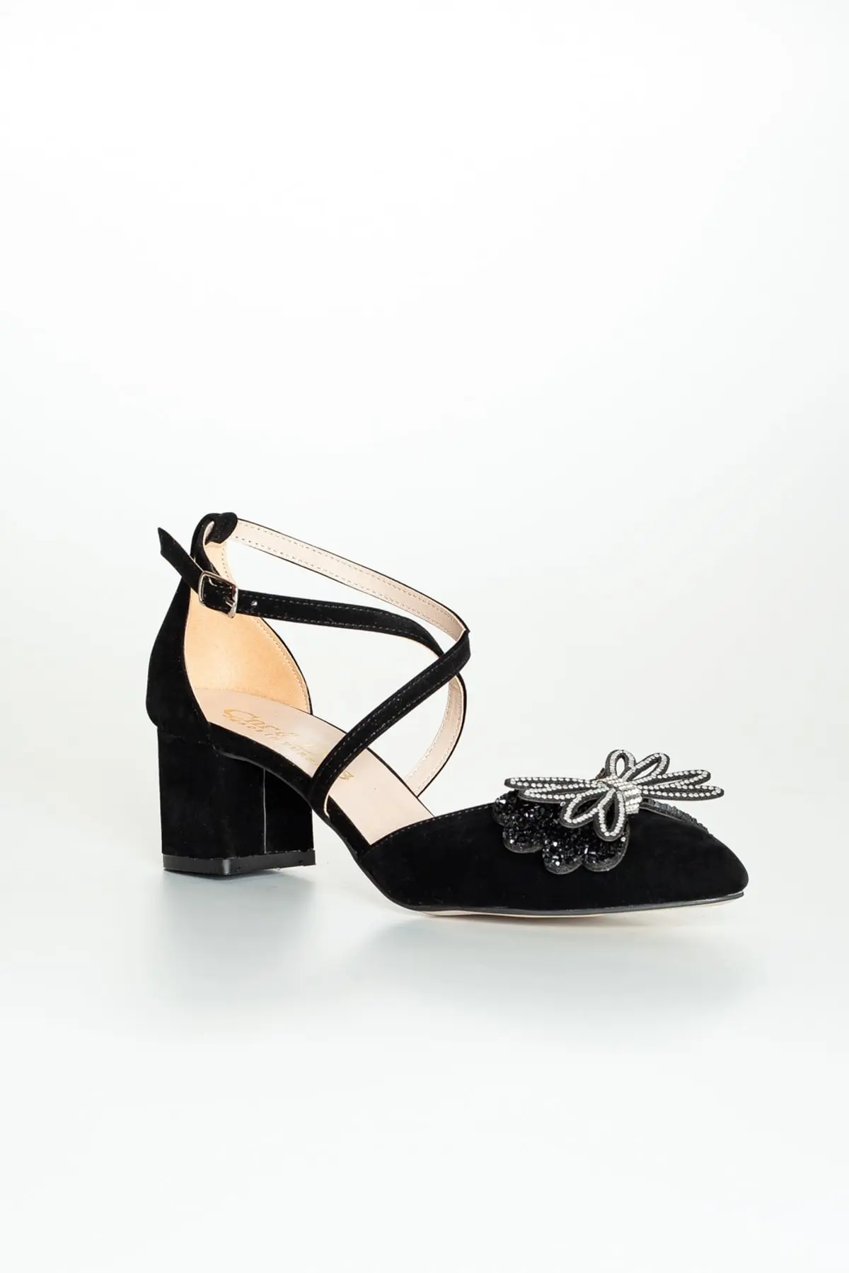 

Женские модные черные замшевые туфли ручной работы на высоком каблуке