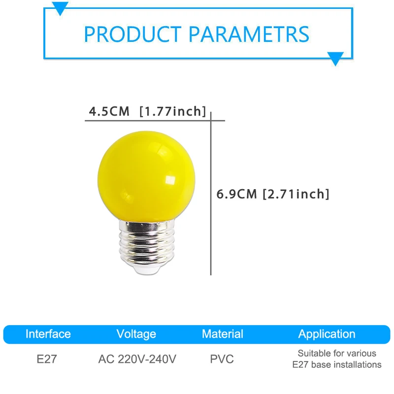 10 шт. светодиодные лампы E27 яркие 3 Вт AC 220 В SMD 2835 фонарик G45 круглые домашний декор