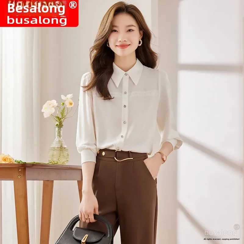 Новинка 2023 женская рубашка с длинным рукавом профессиональная облегающая