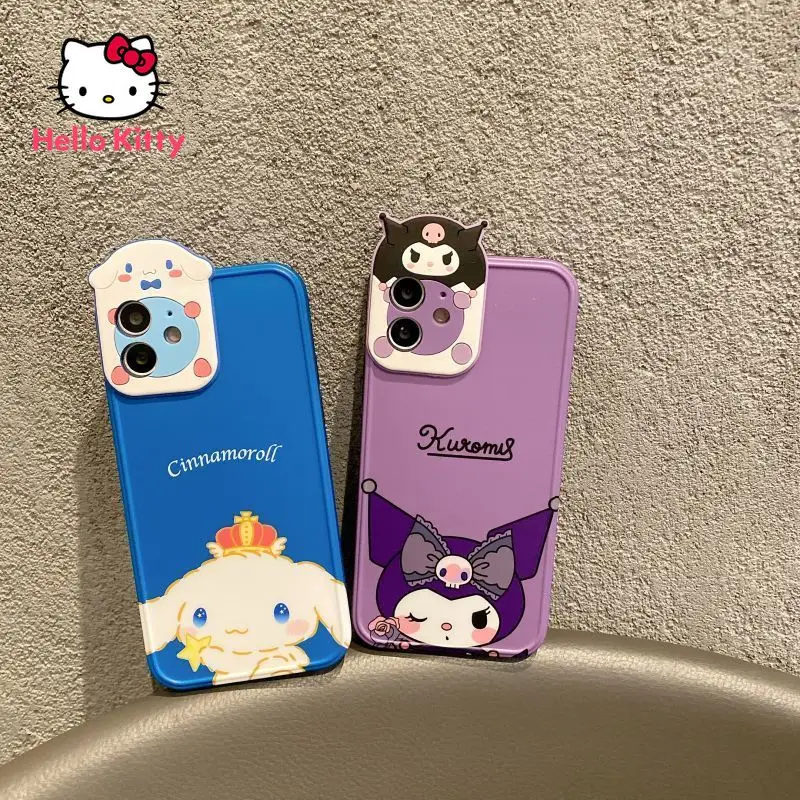 

Hello Kitty Kuromi Stereo Lens Silicone Cover for IPhone 12 12 Pro 12 Pro Max 11 Pro 11 Pro Max Mini X XS MAX Couple Phone Case