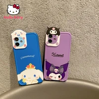 hello kitty kuromi stereo lens silicone cover for iphone 12 12 pro 12 pro max 11 pro 11 pro max mini x xs max couple phone case