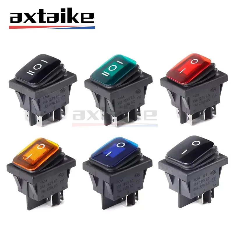 Водонепроницаемый переключатель KCD2 KCD4 ON-OFF ON-OFF-0N 4/6Pin, черный, красный, зеленый цвет, 16 А, 125 В, 20 А, 250 В переменного тока