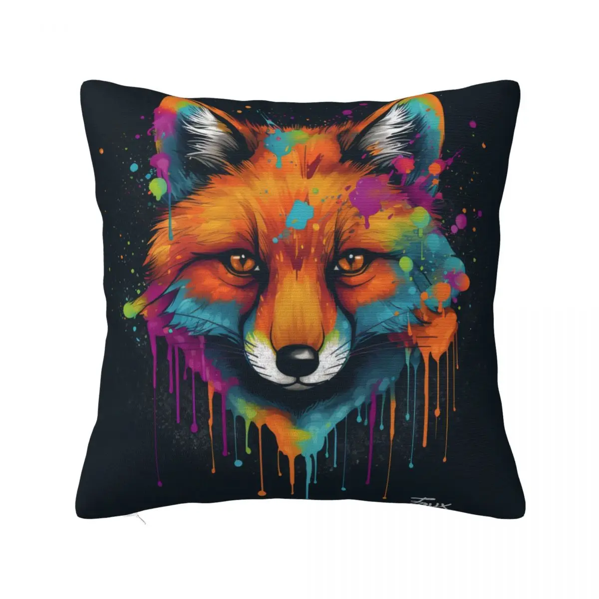 

Fox Pillow Case Psychadelic Grafitti Polyester Home Decor Pillowcase Zipper Summer Colored Cover