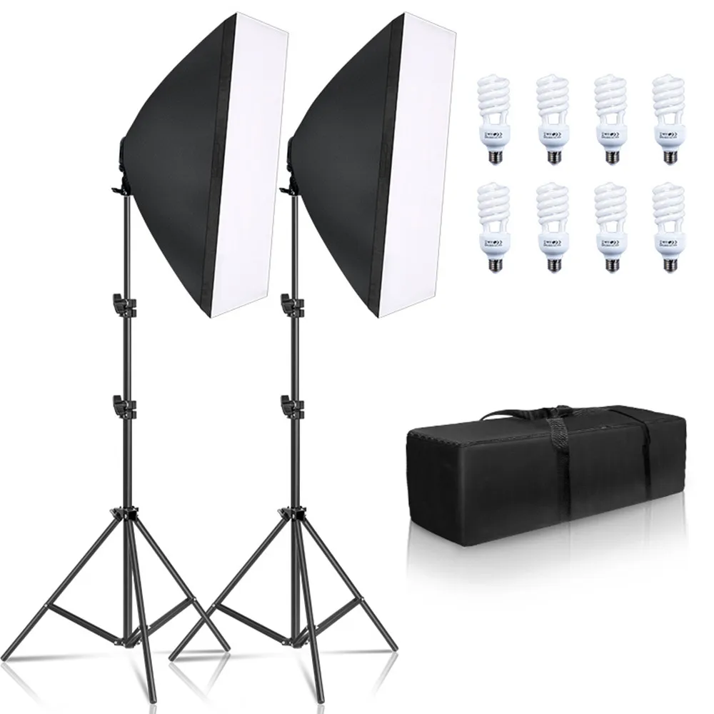 

Softbox Soft Box Lighting Photography Studio Kit 8 PCS E27 45W Bulbs Photo Studio Light Equipment Light Box For Youtube Video
