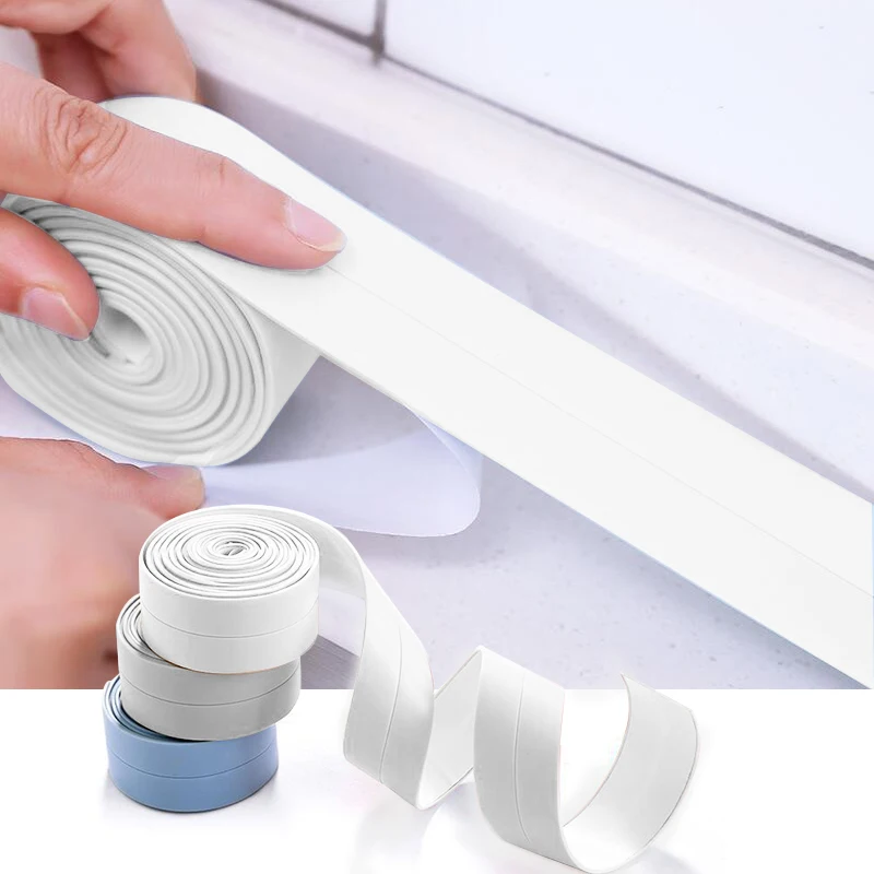 2022 For Bathroom Shower Sink Bath Sealing Strip Tape White PVC Self adhesive Waterproof Wall Sticker for Kitchen |