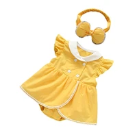 girls cotton one piece clothes summer banana collar infant sleeveless bag fart dress with childrens wear