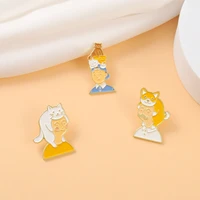 cute pets cats dogs with mom dad son enamel pins nurturance series brooch lapel pin badge cartoon jewelry gift for friend