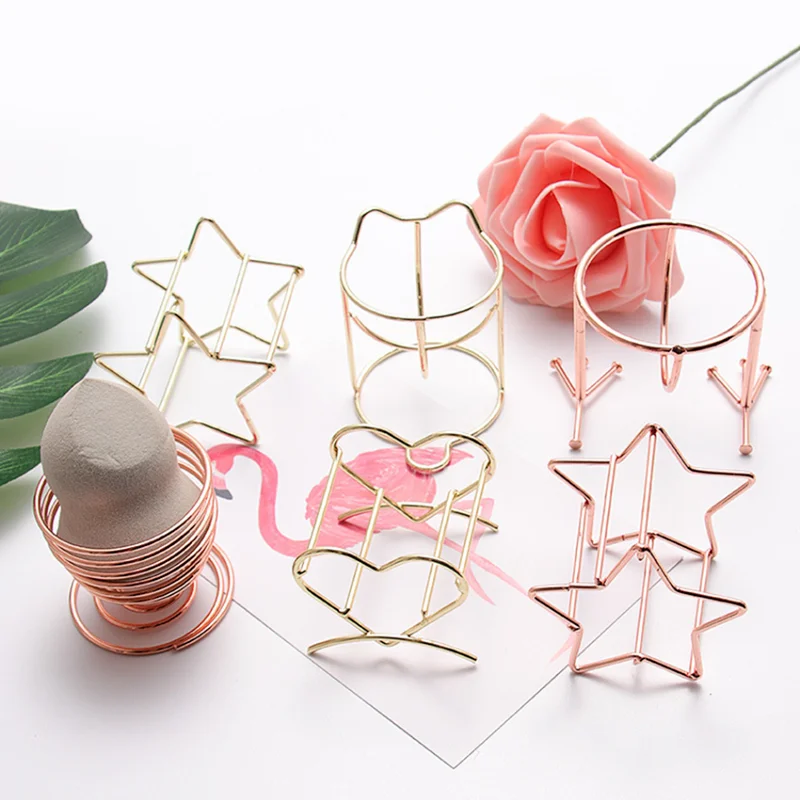 

3pcs Makeup Egg Metal Bracket Creative Gourd Puff Rack Storage Rack Beauty Sponge Drying Stand Holder Women Gifts Makeup Tools