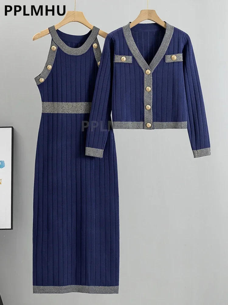 Женский костюм NMZM платье-двойка женский короткий свитер с V-образным вырезом