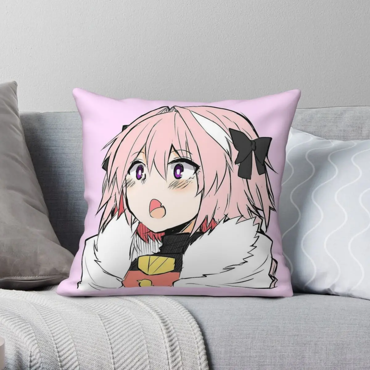 Квадратная наволочка из полиэстера и льна с принтом