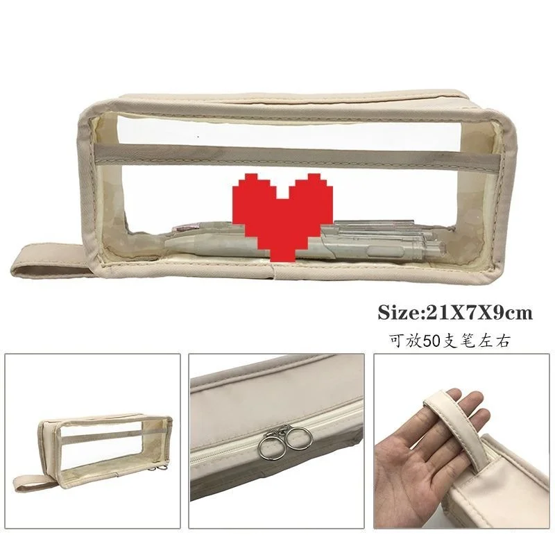 Прозрачный пенал с наклейками Undertale вместительный для канцелярских