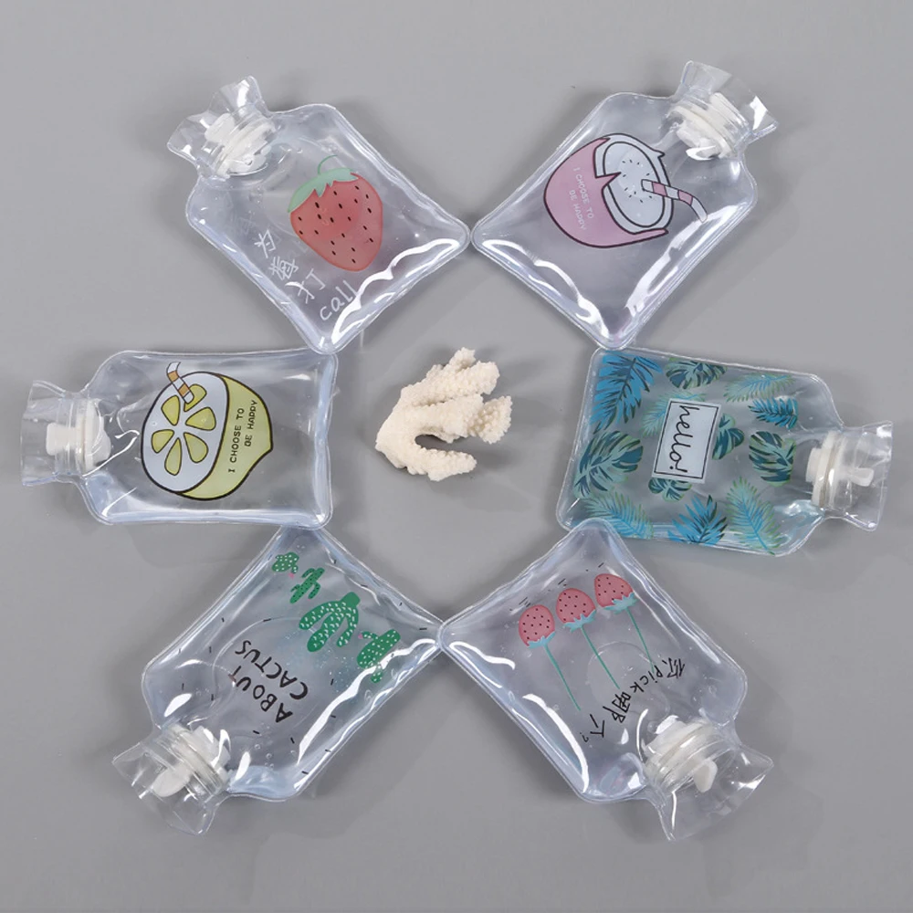 

Thicken Transparent Hand Warmer Hot Water Bag Camping Portable Reusable Health Folding Water Bottle Drink Bags Girls Pocket