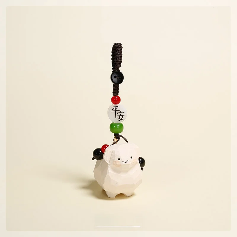 Милый брелок ручной работы с резьбой по дереву в виде ягненка автомобильный