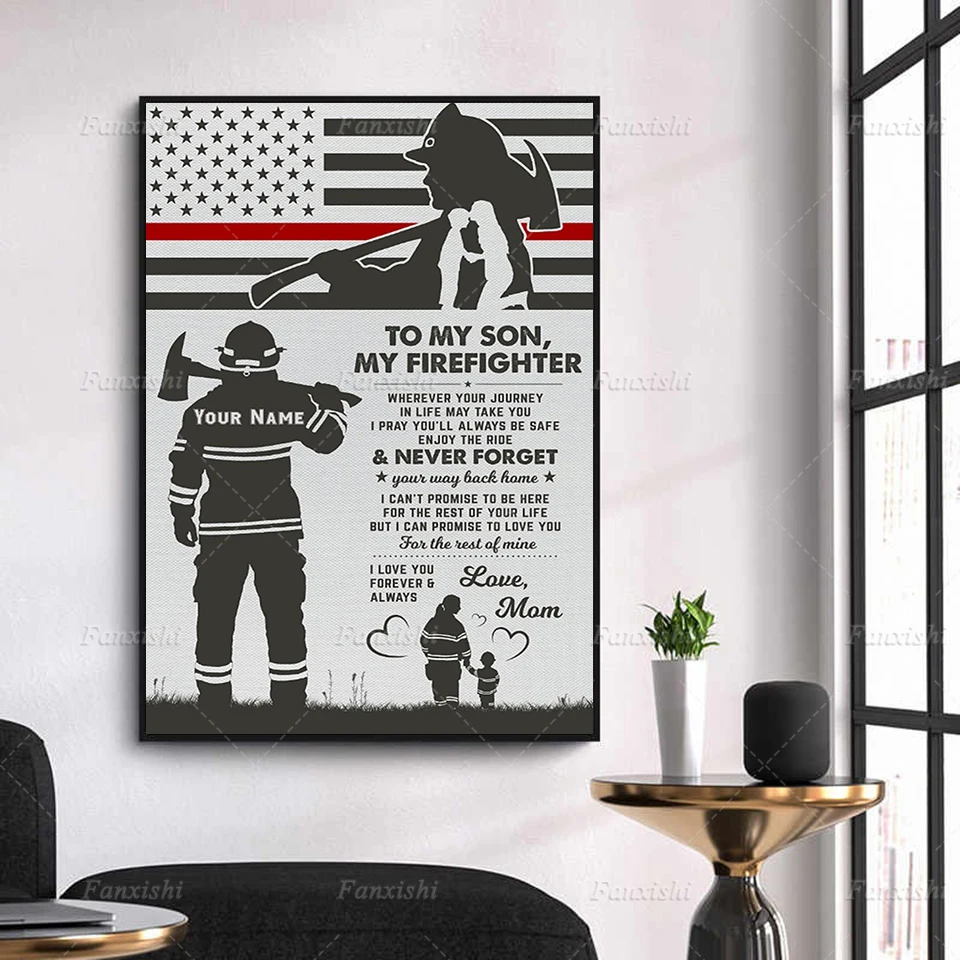 

Modular Wall Artwork Home Decor To My Son My Firefighter Poster Female Firefighter Poster Hd Print Picture Retro Canvas Painting