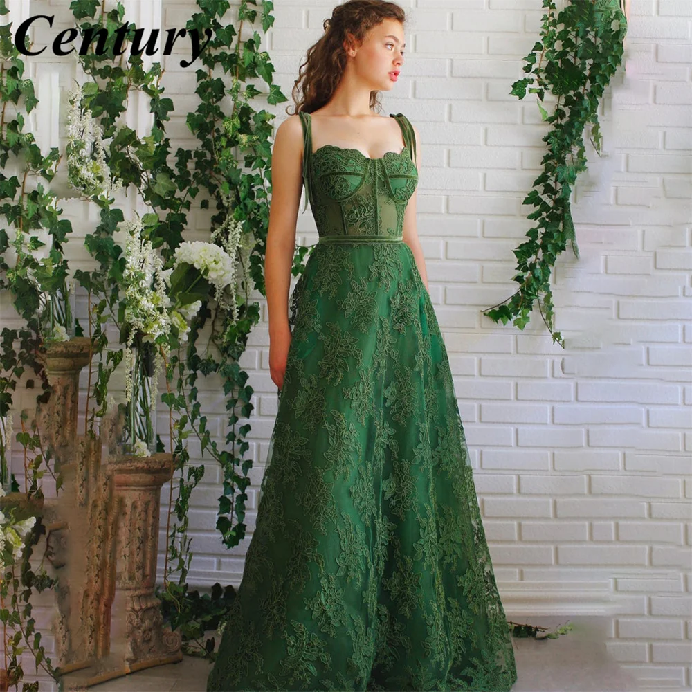 

Elegant Green Sweetheart Prom Dress For Women Spaghetti Straps Lace Apllique Evening Party Gowns Long Formal Dresses robes de