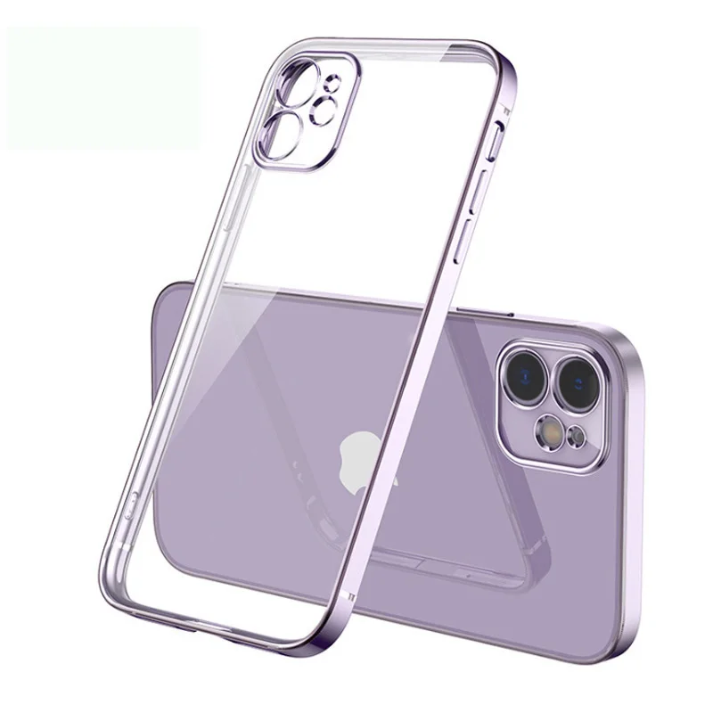 

Luxury Transparent Phone Case For iPhone 13 12 11 Pro Max Soft Plating Frame Case For iPhone 7 8 PLUS XS MAX XR Back Cover