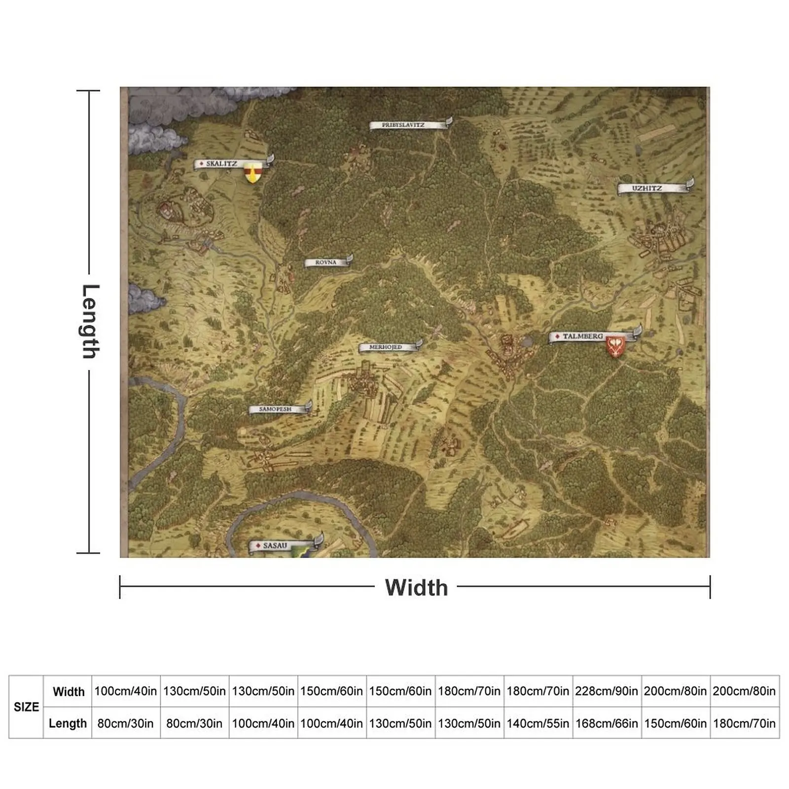 Одеяло с картой Kingdom Come Deliverance очень большое одеяло для косплея аниме одеяла