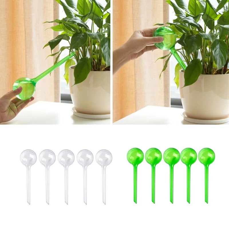 5pcs Automatic Plant Self Watering Water Feeder Plastic Ball Indoor Outdoor Flowers Water Cans Flowerpot Drip Irrigation Device
