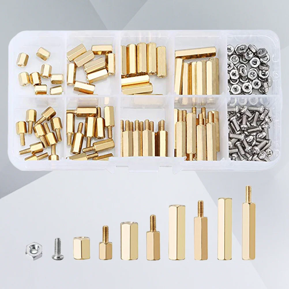 

180PC Single and Double Pass Hex Copper Column Screw Nut Combination Set