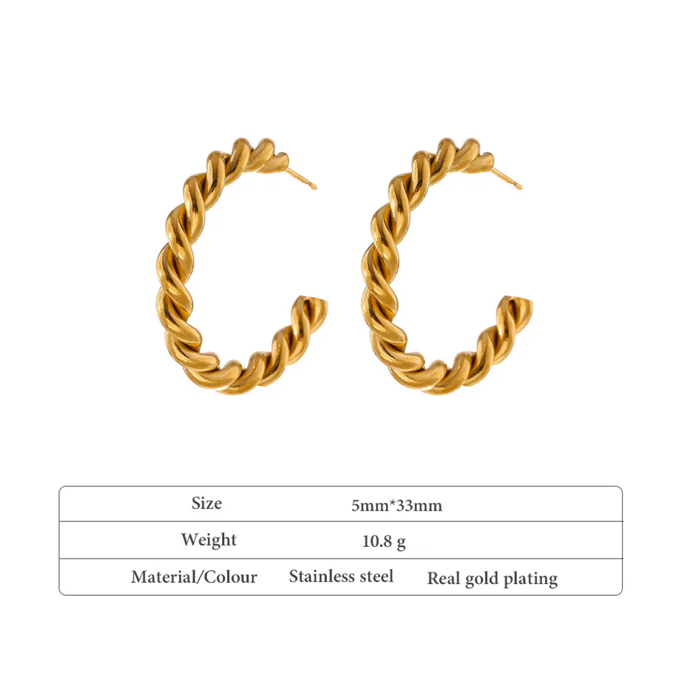 SITA 316L Stainless Steel 18K Gold Plated Charm Metal Twist Earrings for Women Fashion Jewelry Party Gift