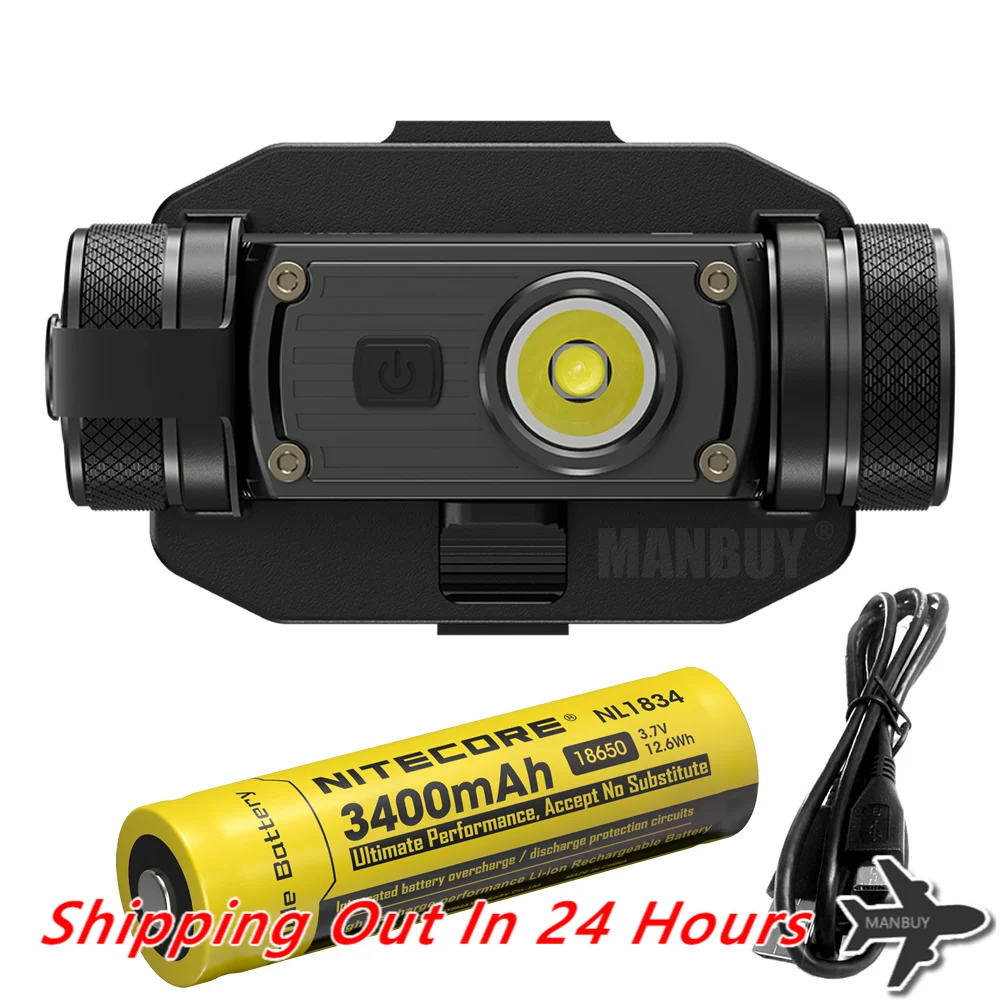Nitecore HC60M V2 1200LM Helmet Light Rechargeable Headlamp NVG Mount 18650 Battery USB-C Charging Cable Outdoor Hunting Camping