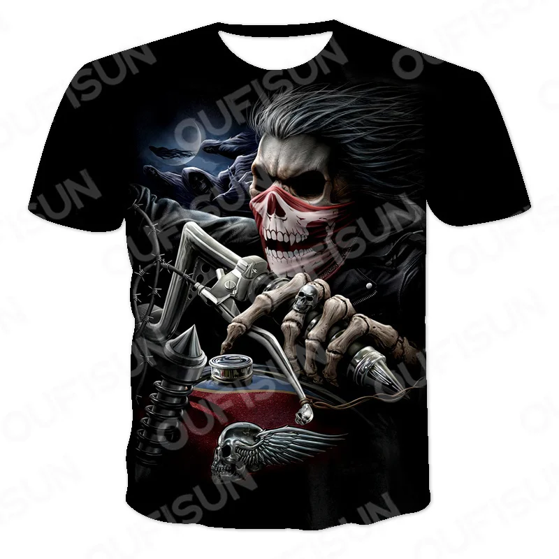 

2021 Summer The New 3D printing Skull Men And Women Comfortable Oversized T-Shirt Short Sleeve O-Neck Breathable Unisex T-Shirt