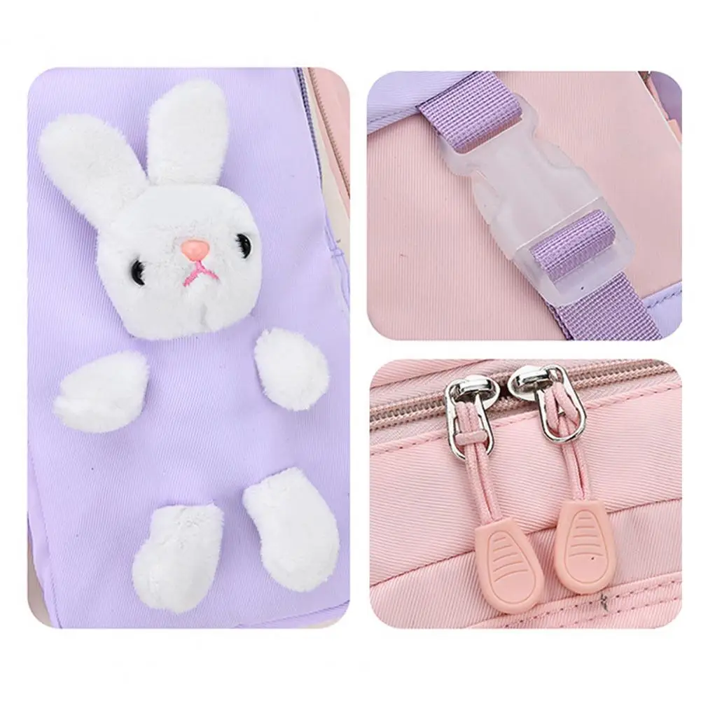 Students Backpack Cartoon Rabbit Waterproof Oxford Cloth Smooth Zipper Bookbag School Bag for Middle School Students