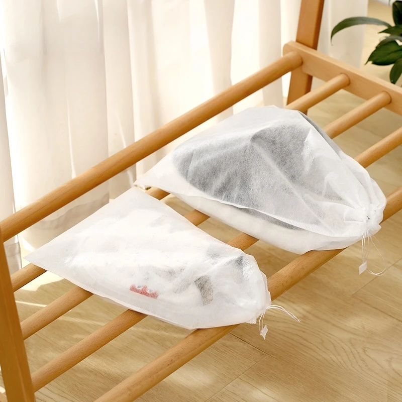 

10Pcs/Set Shoe Dust Covers Non-Woven Dustproof Drawstring Clear Storage Bag Travel Pouch Shoe Bags Drying shoes Protect