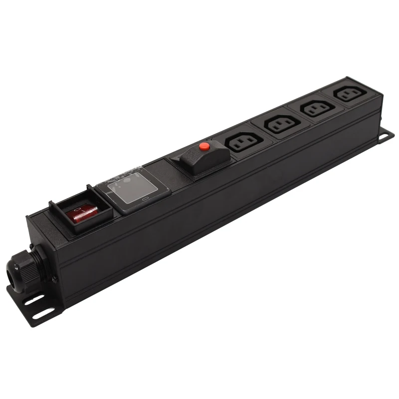 

PDU Power Strip Network Cabinet Rack 16A 4 Unit C13 Outlet with switch Ammeter display SPD Socket AU C14 EU UK US Israel PLUG