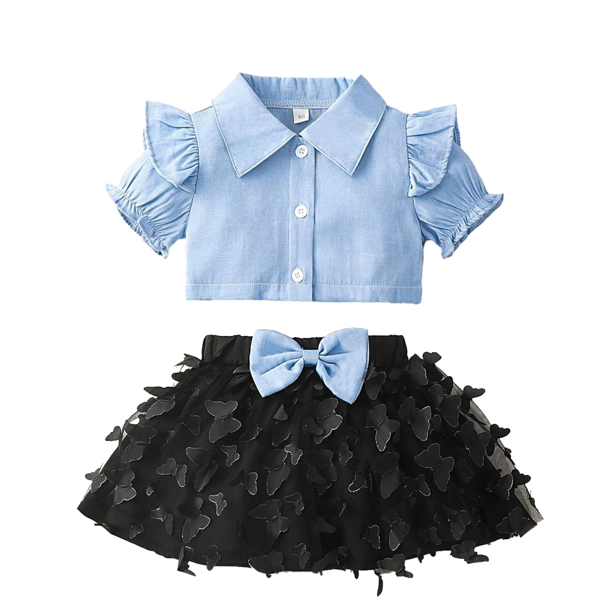 Summer Baby Girl Clothing Short Sleeve Blouse Sets Toddler Girls Shirt Tops + Tutu Skirts 2pcs Outfits Sets Kids Clothes 0-6T